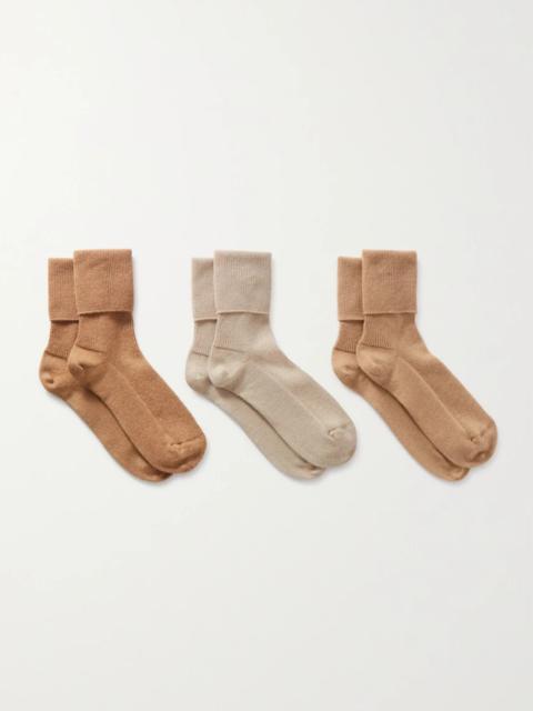 Set Of Three Ribbed Cashmere-blend Socks