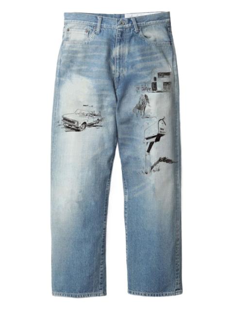 x One Of These Days printed jeans