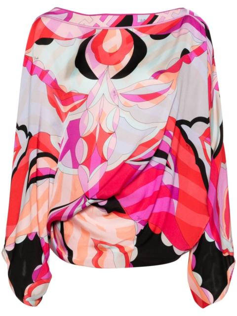 geometric-print silk top