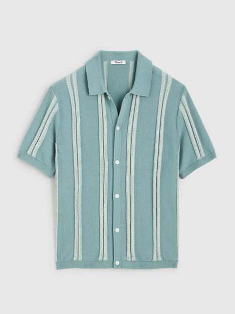 Striped Button-Up Sweater Polo in Everyday Cotton