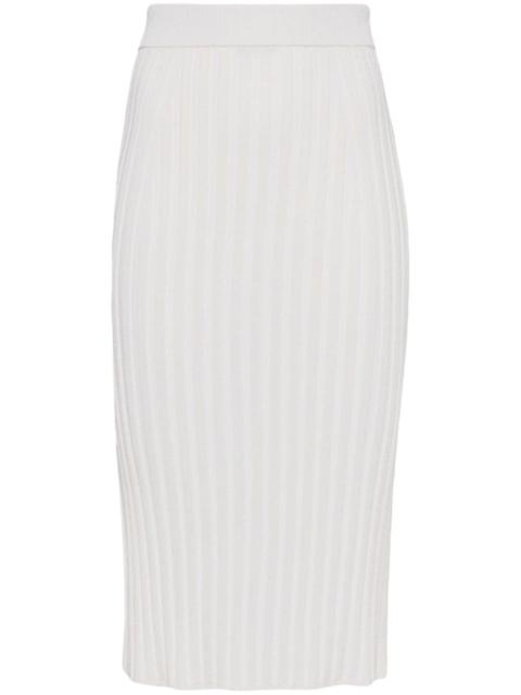 Satiny rib-knit midi skirt