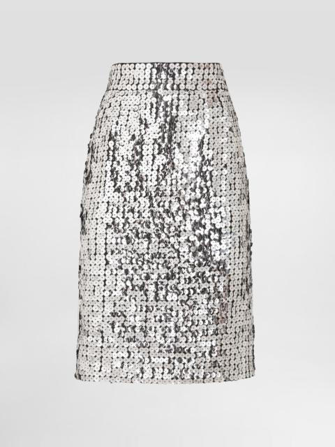Straight skirt with sequins