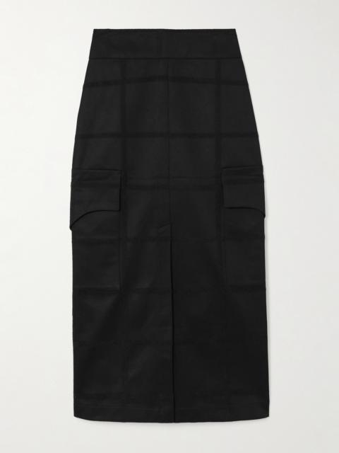Ines Checko Checked Cotton-jacquard Midi Skirt
