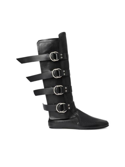 Siver biker knee-high boots