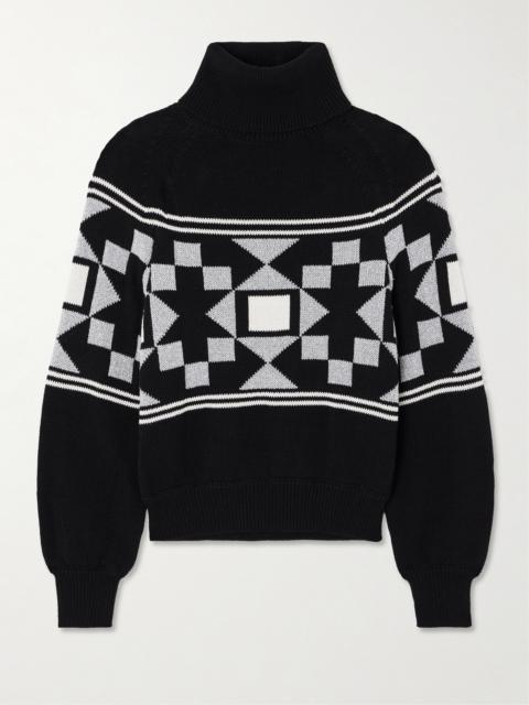 Lara Intarsia-knit Metallic Cotton-blend Turtleneck Sweater