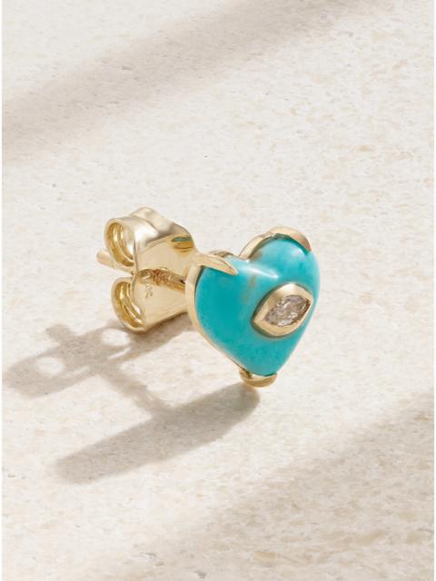 14-karat Gold, Turquoise And Diamond Single Earring