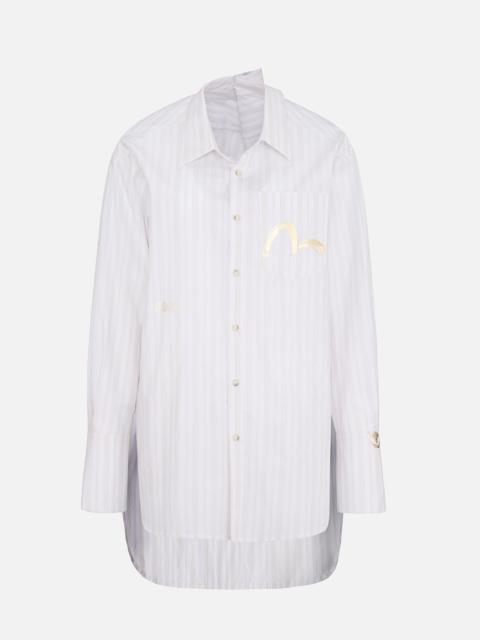 Drape Collar Pinstripe Shirt