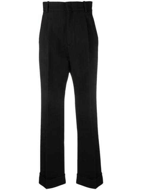 high-waisted wool trousers