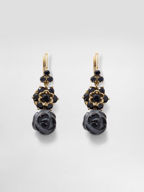 Sicily Earrings 18-carat yellow gold, black sapphires and black jade