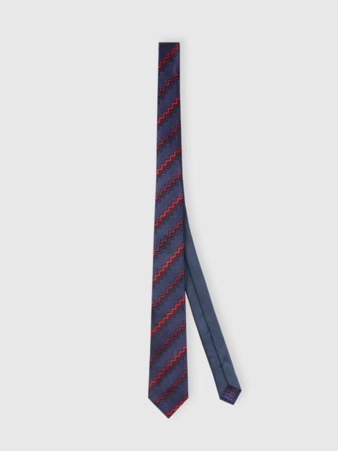 Mélange silk tie with zigzag pattern