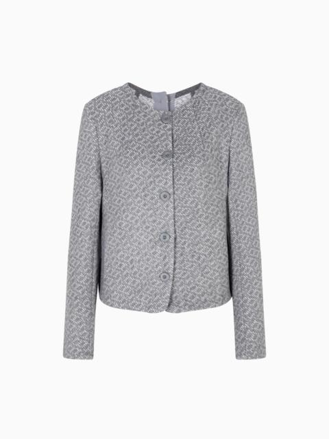 ICON TRICOT-EFFECT JACQUARD KNIT JACKET