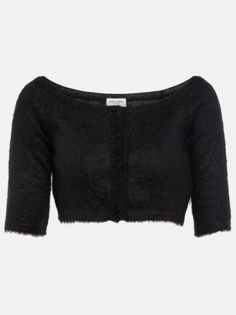 Brushed wool-blend cardigan