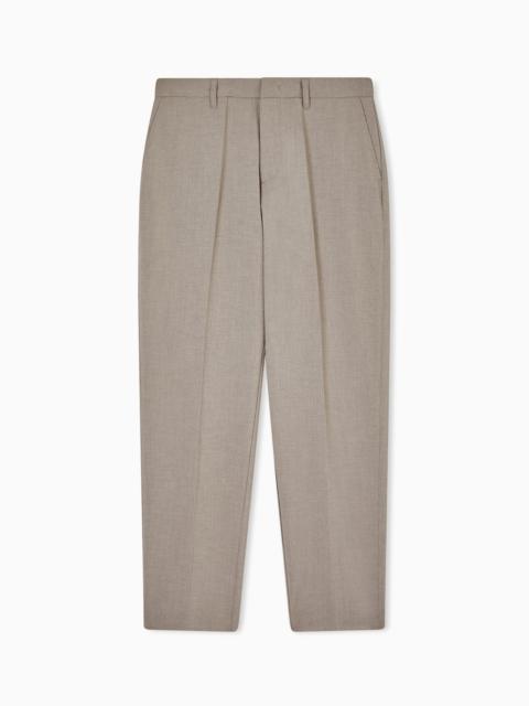 POLYESTER SEERSUCKER TROUSERS