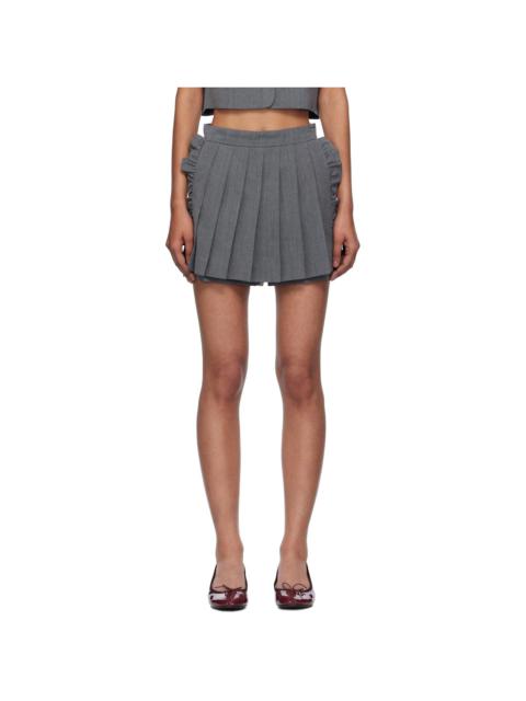 Gray Pleated Apron Shorts