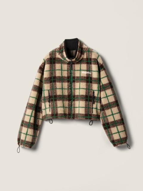 Checked teddy jacket with zipper