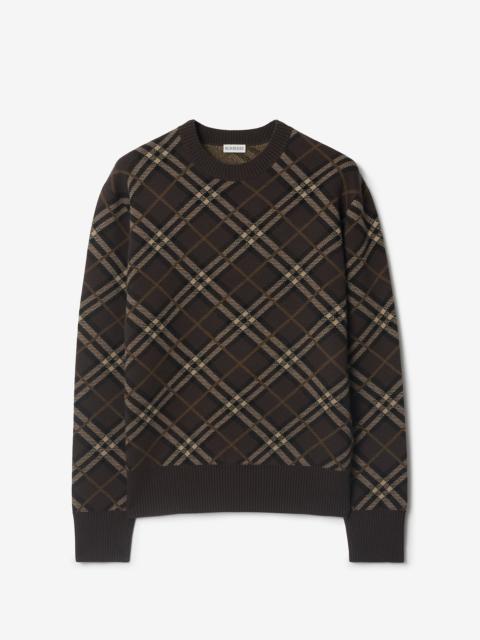 Check Wool Cashmere Blend Sweater
