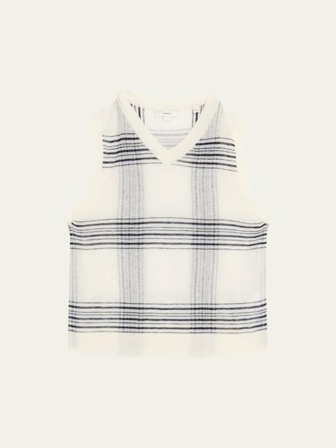 Plaid V-Neck Sweater Vest