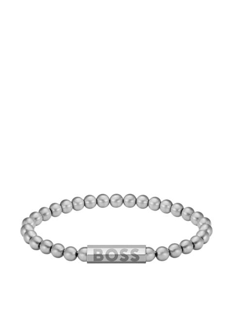 SILVER-TONE CUFF WITH LOGO CLOSURE