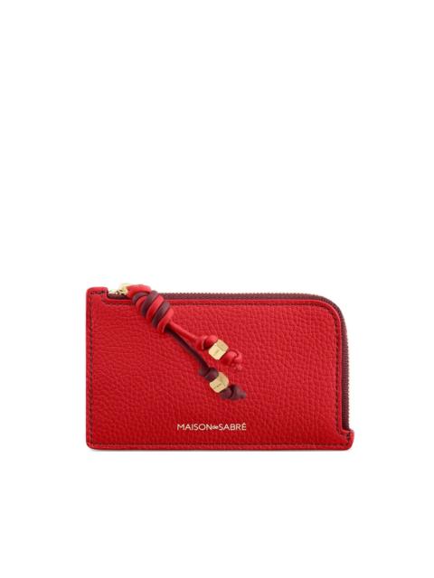 pebbled leather zip card holder