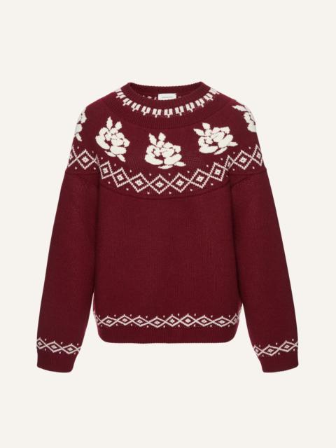 Fair Isle rose sweater in burgundy