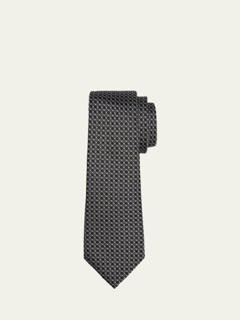 Men's Woven Micro-Geometric Circle Silk Tie