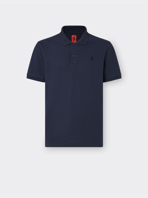 Organic cotton piqué polo shirt with Prancing Horse