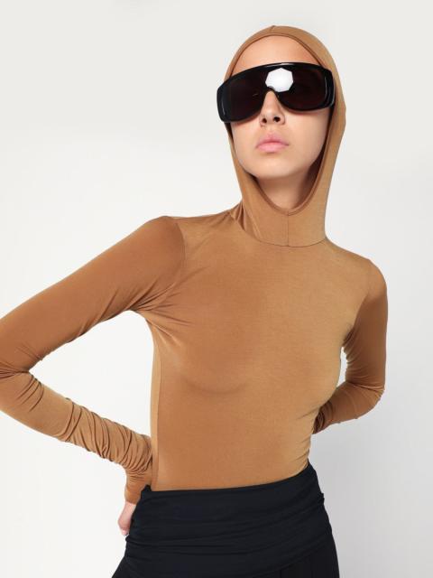 Billie hooded top in caramel colour