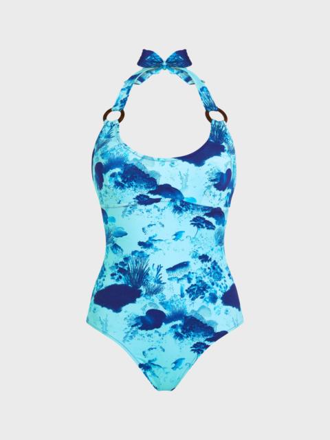 WOMEN HALTER ONE-PIECE SWIMSUIT CORAL REEF