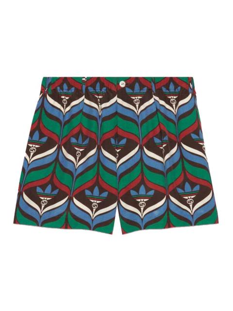 Gucci x adidas Trefoil Print Shorts Brown/Green