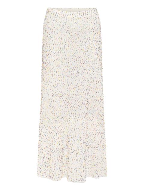 Sabine Knit Midi Skirt in Ivory Multi Beaded Cashmere Silk