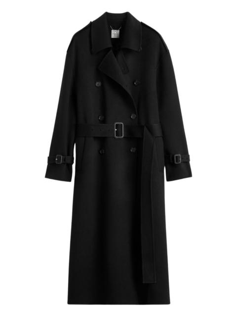 belted double-breasted wool coat