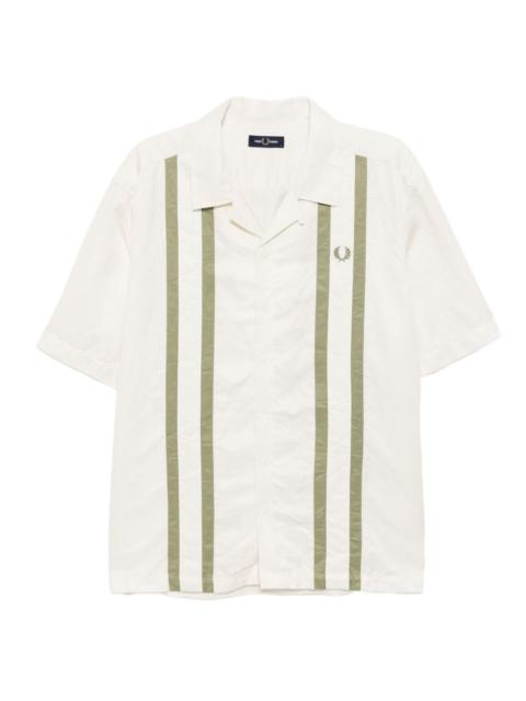 logo-embroidered striped shirt