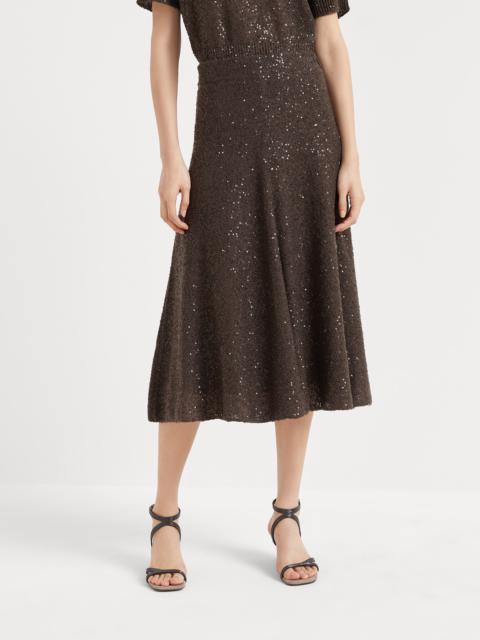 Linen, cashmere and silk dazzling texture knit skirt