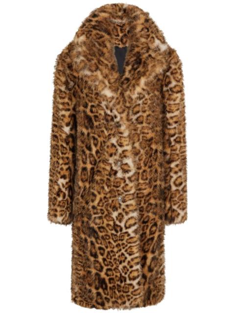 leopard print faux-fur coat