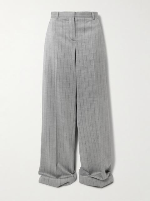 Pinstriped Wool-blend Twill Wide-leg Pants