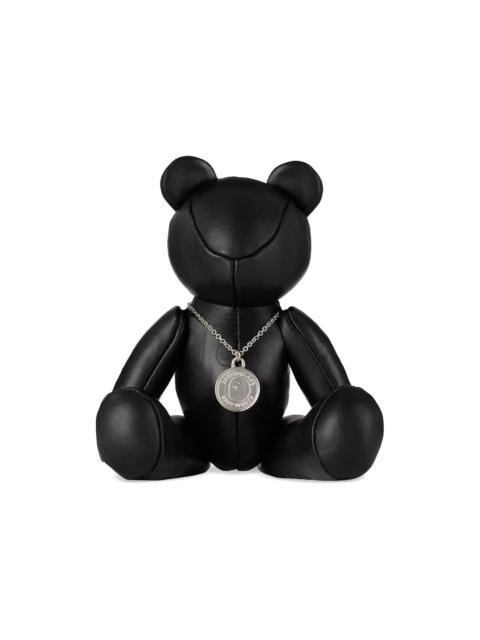 Black Solid Camo Leather Bear Plush Toy