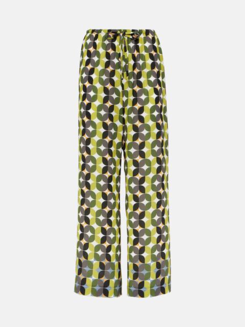 Printed high-rise crêpe wide-leg pants