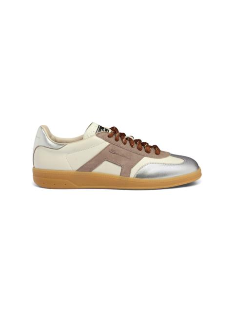 Women's white, beige and silver leather and suede DBS Oly sneaker