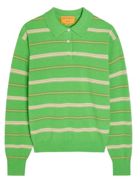 Guest In Residence Collegiate Striped Cashmere Polo Jumper