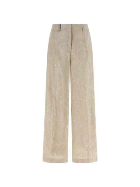 lamé-thread wide-leg trousers