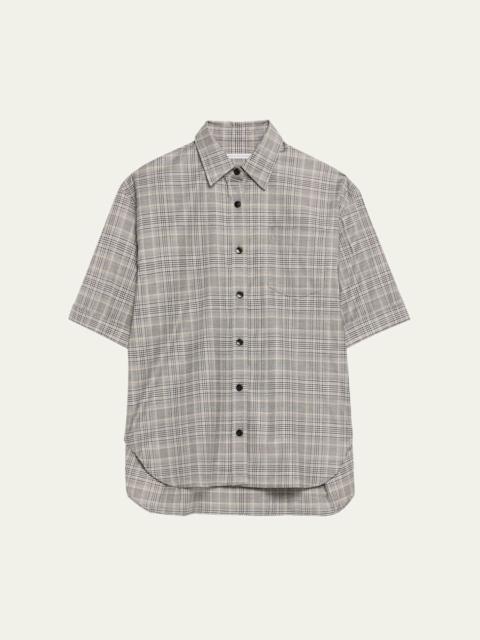 Short-Sleeve Oversized Button-Front Shirt