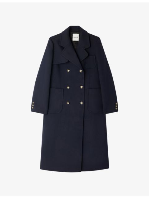 Double-Breasted Patch-Pocket Stretch-Twill Coat