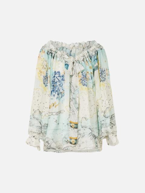 ROUND NECK GATHERED BLOUSE