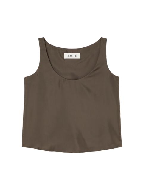 Silk Scoop-Neck Top brown