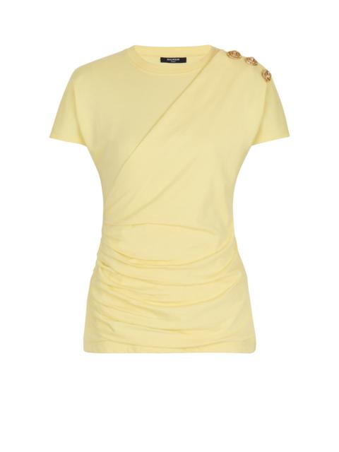 Draped T-shirt with buttons