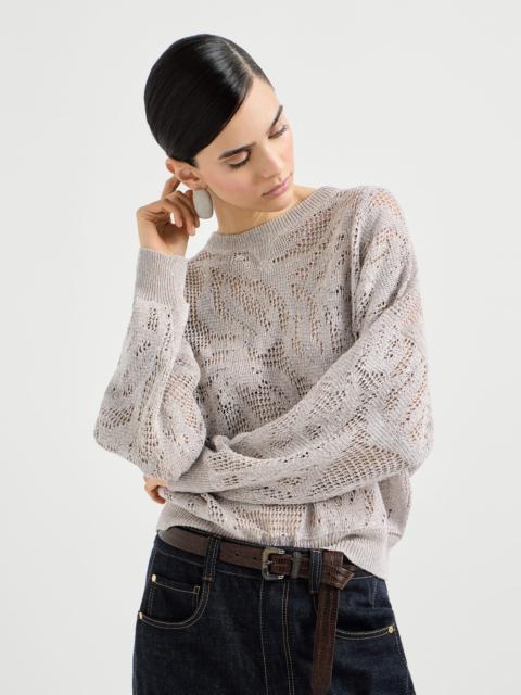 Dazzling water lillies sweater in linen and cotton