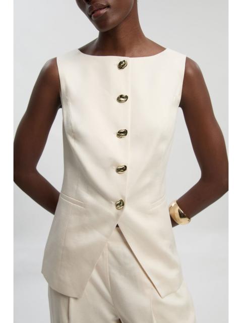Tailored Linen Statement Button Front Waistcoat