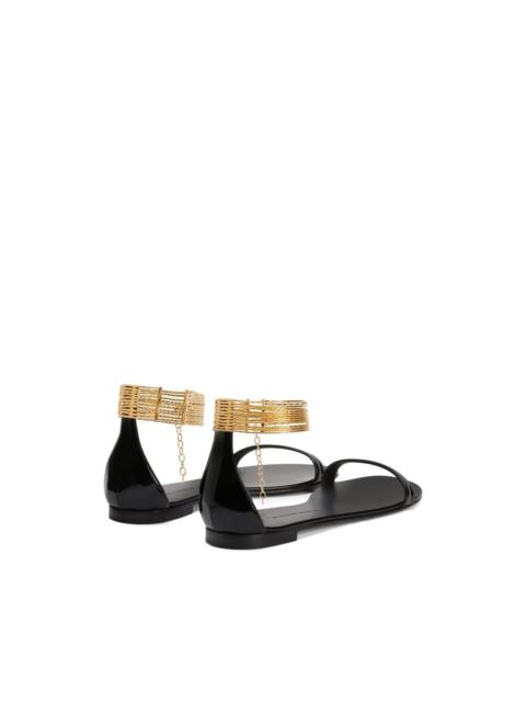 Kay gold ankle-strap flat sandals