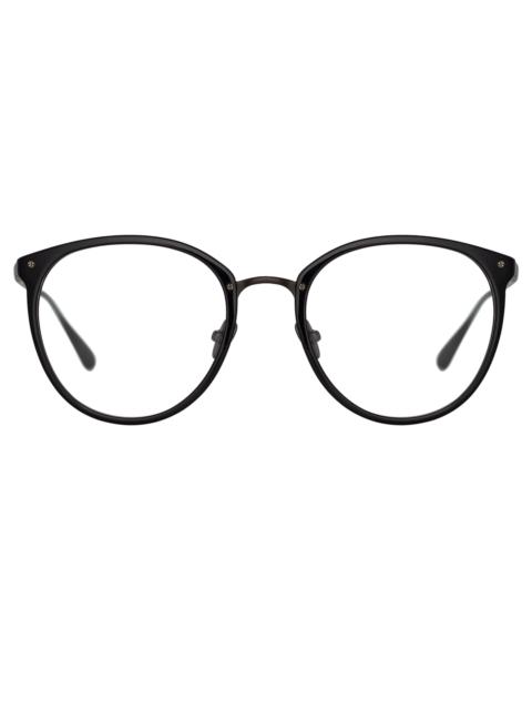 CALTHORPE OVAL OPTICAL FRAME IN BLACK AND NICKEL