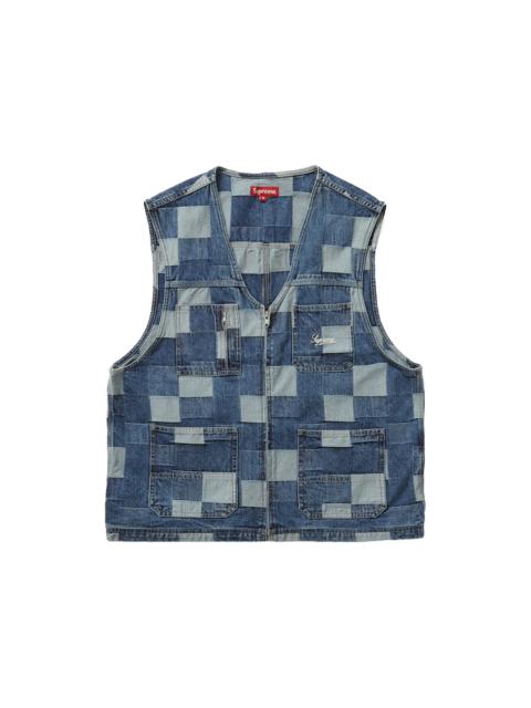 Supreme Patched Denim Vest Blue